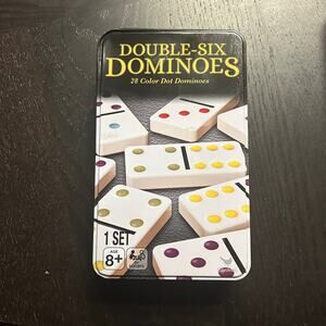Double-Six Dominoes 1 Set in Tin Metal Box - 2 Missing